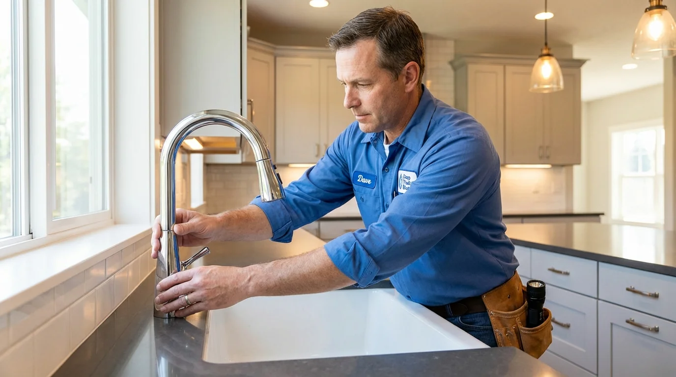 Kitchen faucet installation by Johns Plumbing LLC in Standish