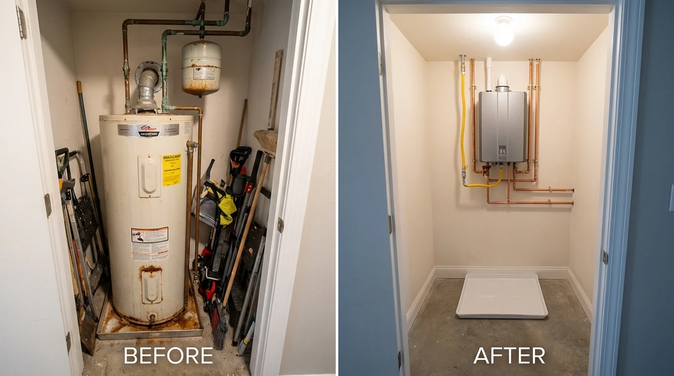Tank water heater versus wall-mounted tankless unit comparison for Standish, MI homeowners