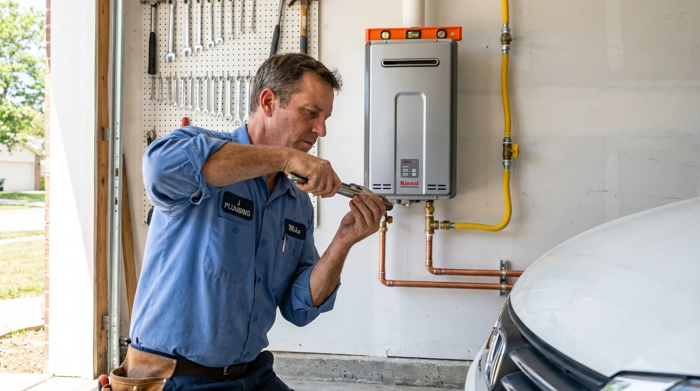 Tankless water heater installation by a Johns Plumbing LLC plumber in Standish